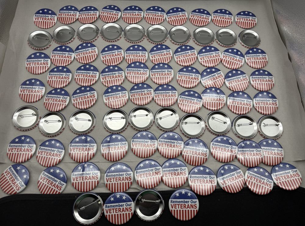 83 pcs Pins Remember Our Veterans Honor American Military PINS 2 1/8"W *read...